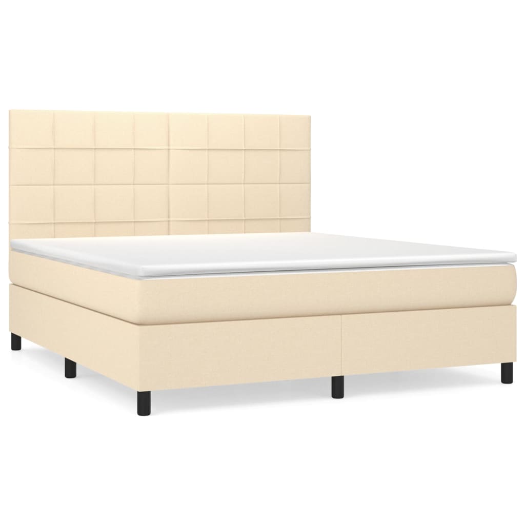 Giroletto a Molle con Materasso Crema 160x200 cm in Tessuto