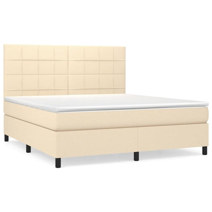 Giroletto a Molle con Materasso Crema 160x200 cm in Tessuto
