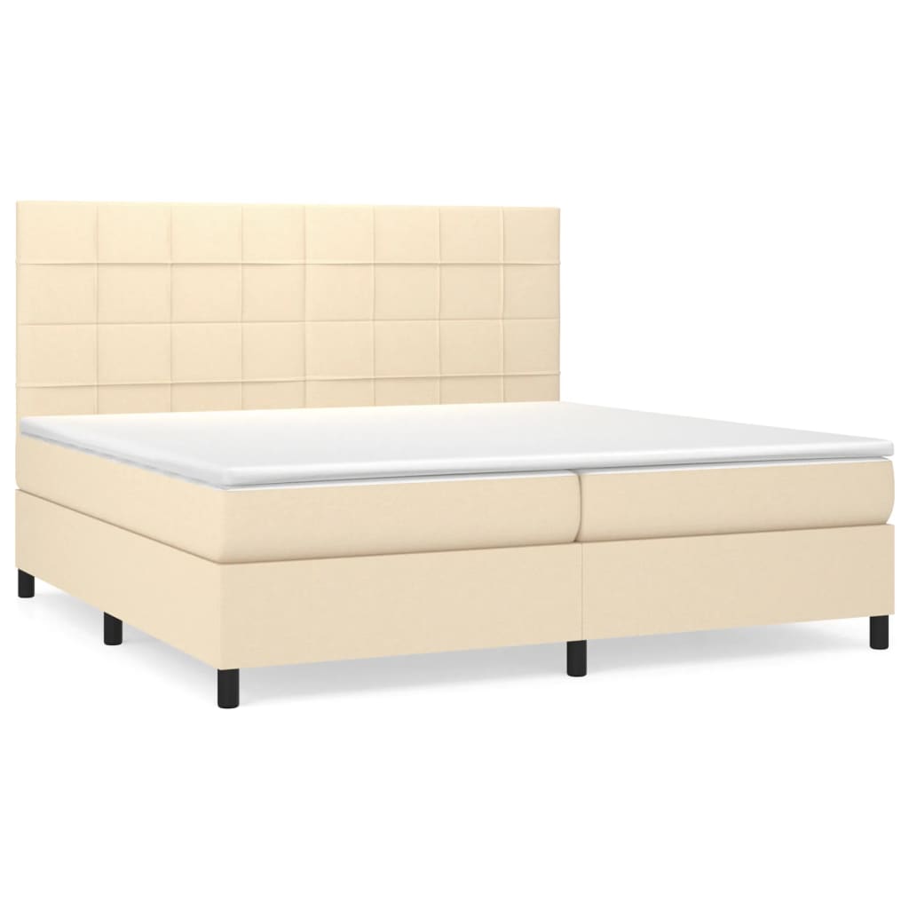 Giroletto a Molle con Materasso Crema 200x200 cm in Tessuto