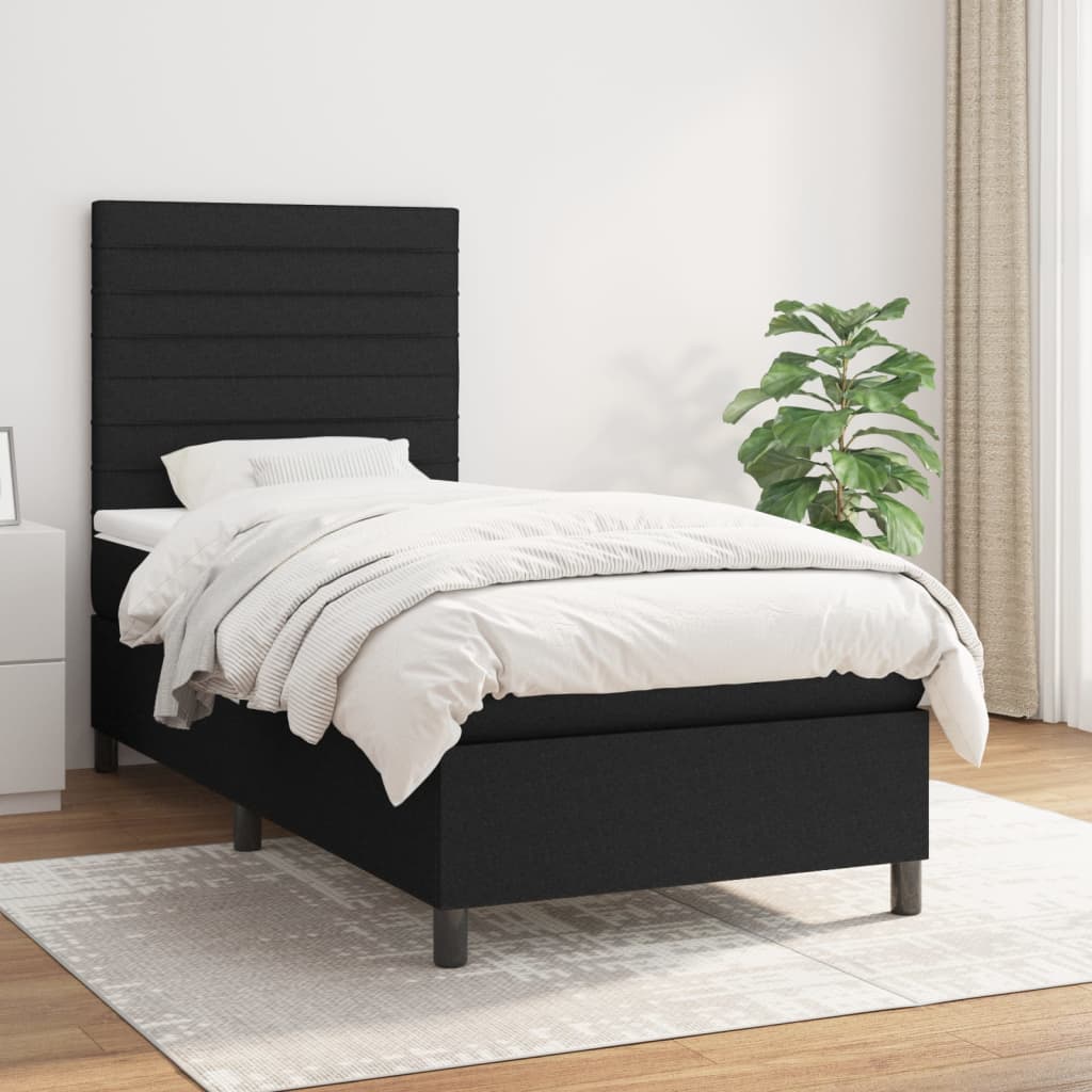 Giroletto a Molle con Materasso Nero 90x190 cm in Tessuto | homemem39