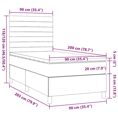 Giroletto a Molle con Materasso Marrone Scuro 90x200 cm Tessuto | homemem39