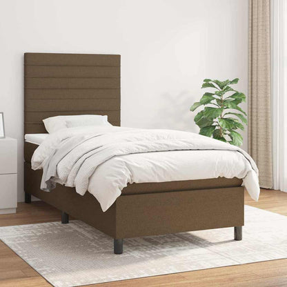 Giroletto a Molle con Materasso Marrone Scuro 90x200 cm Tessuto | homemem39