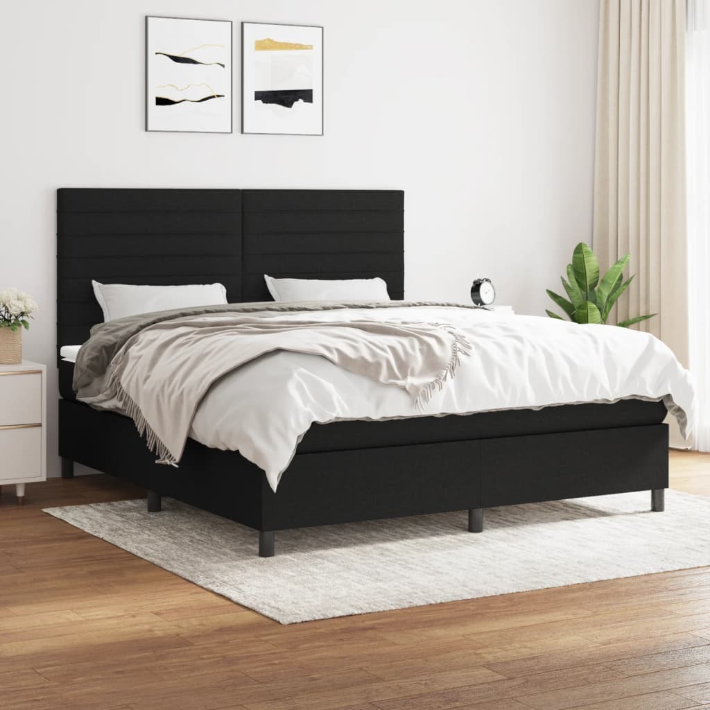 Giroletto a Molle con Materasso Nero 160x200 cm in Tessuto | homemem39
