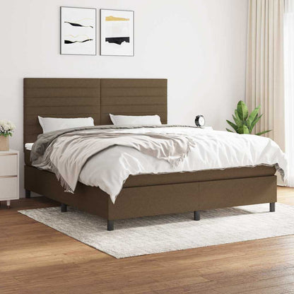 Giroletto a Molle con Materasso Marrone Scuro 180x200cm Tessuto | homemem39