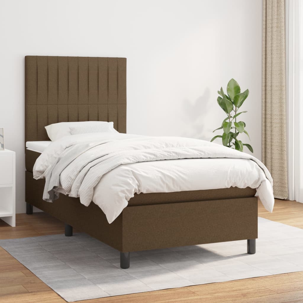 Giroletto a Molle con Materasso Marrone Scuro 80x200 cm Tessuto | homemem39