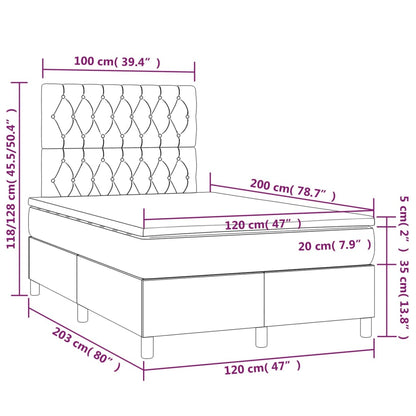 Giroletto a Molle con Materasso Grigio Scuro 120x200 cm Tessuto