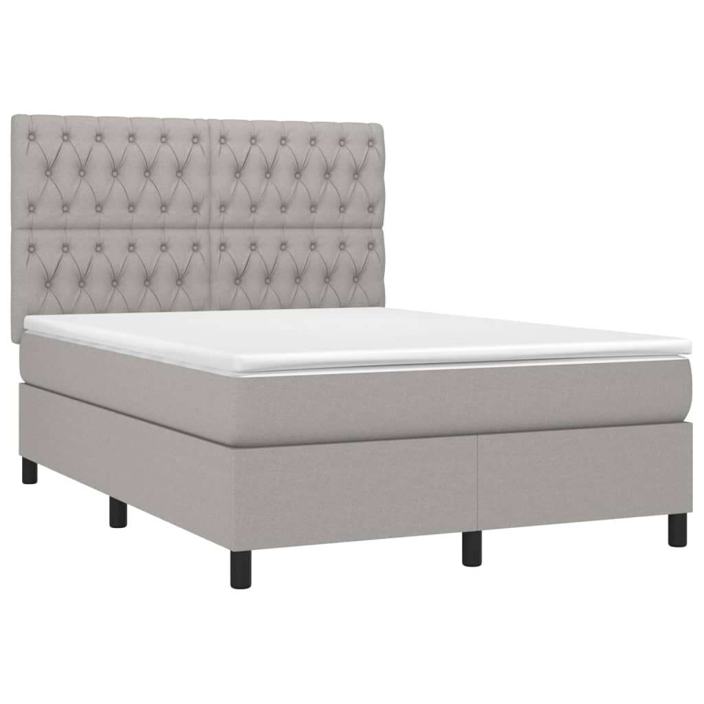 Giroletto a Molle con Materasso Grigio Chiaro 140x190cm Tessuto | homemem39