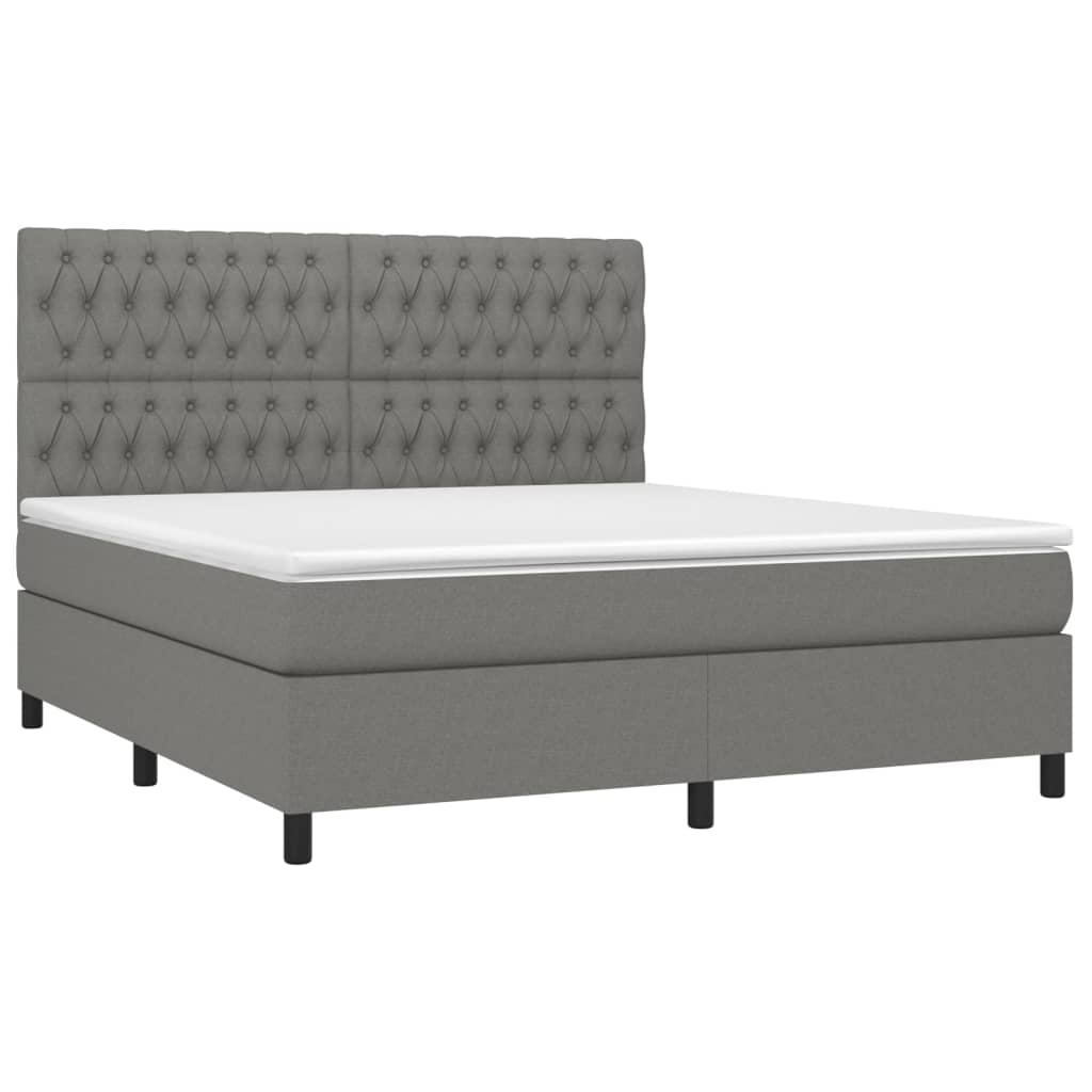 Giroletto a Molle con Materasso Grigio Scuro 180x200 cm Tessuto