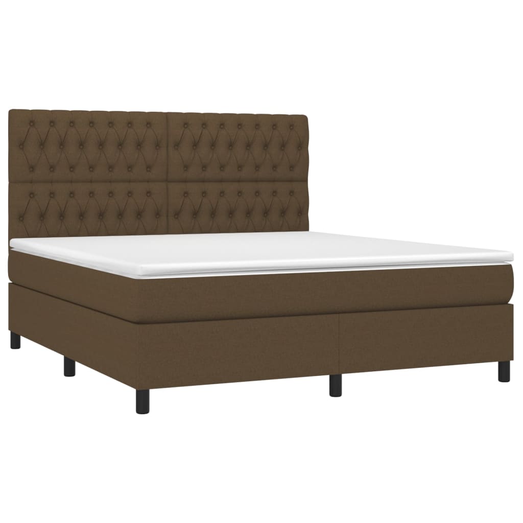 Giroletto a Molle con Materasso Marrone Scuro 180x200cm Tessuto | homemem39