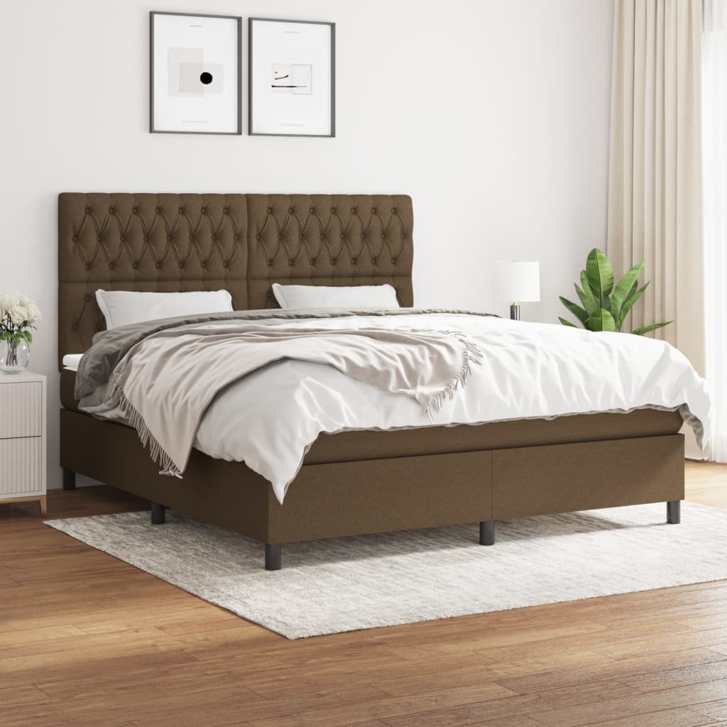Giroletto a Molle con Materasso Marrone Scuro 180x200cm Tessuto | homemem39