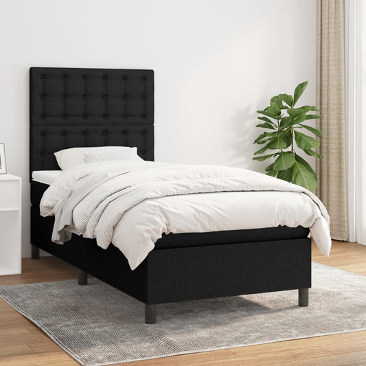 Giroletto a Molle con Materasso Nero 90x190 cm in Tessuto | homemem39
