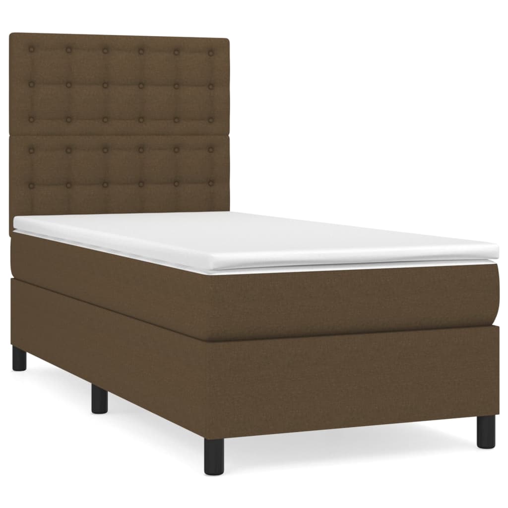 Giroletto a Molle con Materasso Marrone Scuro 90x190cm Tessuto | homemem39