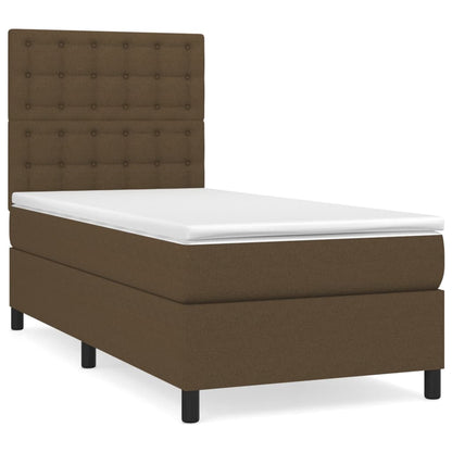 Giroletto a Molle con Materasso Marrone Scuro 90x190cm Tessuto | homemem39