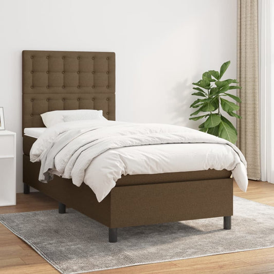 Giroletto a Molle con Materasso Marrone Scuro 90x190cm Tessuto | homemem39