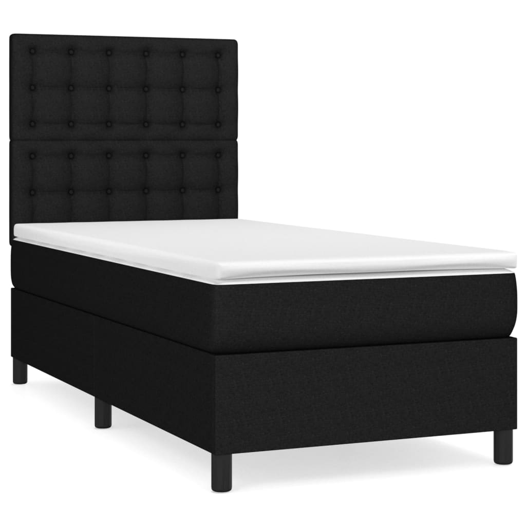 Giroletto a Molle con Materasso Nero 100x200 cm in Tessuto