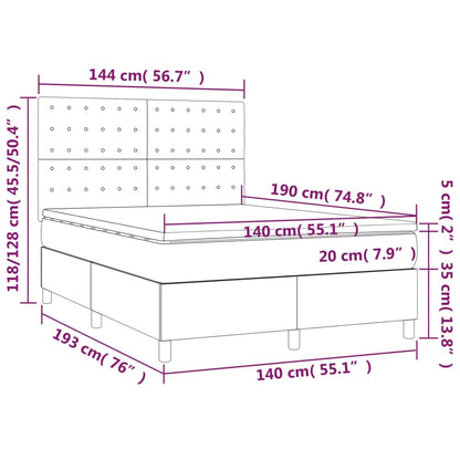 Giroletto a Molle con Materasso Marrone Scuro 140x190cm Tessuto | homemem39