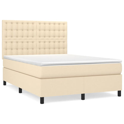 Giroletto a Molle con Materasso Crema 140x19 cm in Tessuto | homemem39