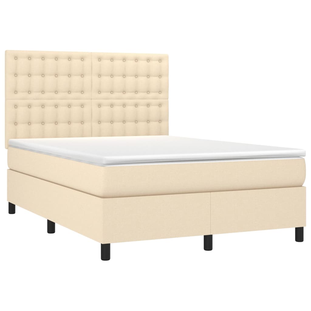 Giroletto a Molle con Materasso Crema 140x19 cm in Tessuto | homemem39