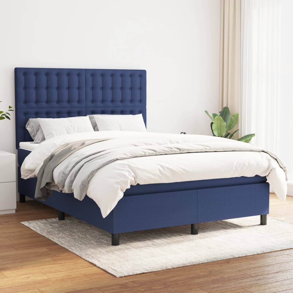 Giroletto a Molle con Materasso Blu 140x190 cm in Tessuto | homemem39