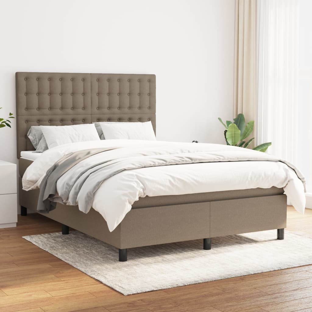 Giroletto a Molle con Materasso Tortora 140x200 cm in Tessuto | homemem39