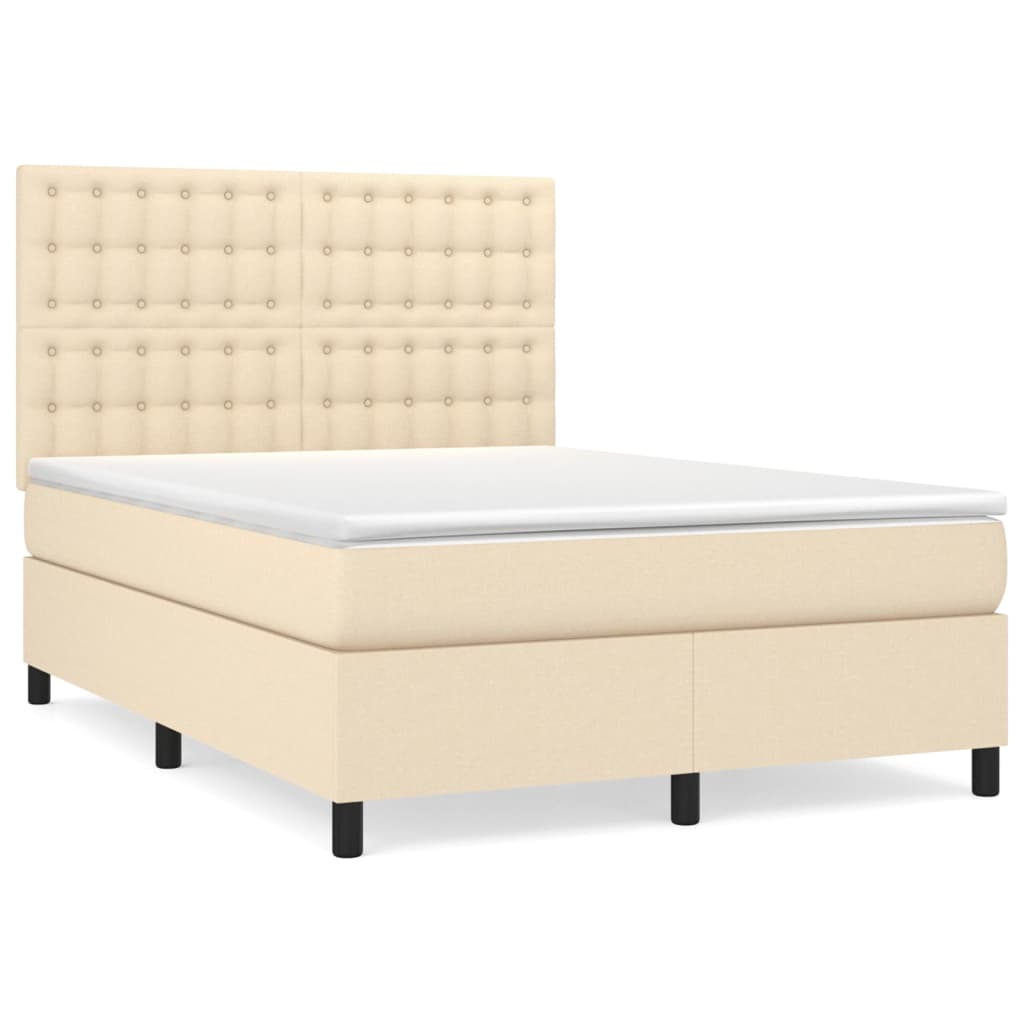 Giroletto a Molle con Materasso Crema 140x200 cm in Tessuto | homemem39