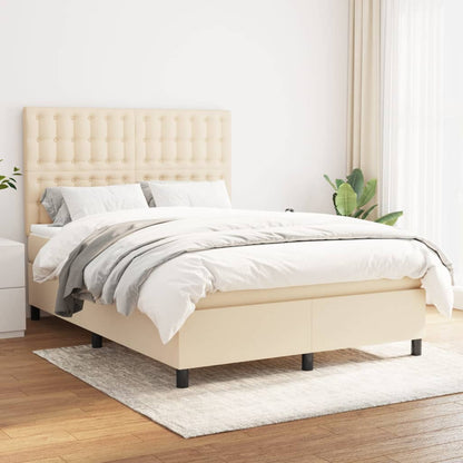 Giroletto a Molle con Materasso Crema 140x200 cm in Tessuto | homemem39