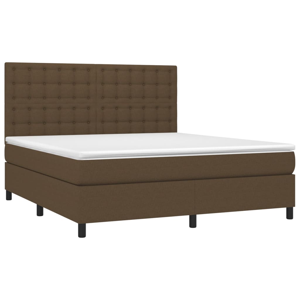 Giroletto a Molle con Materasso Marrone Scuro 180x200cm Tessuto | homemem39