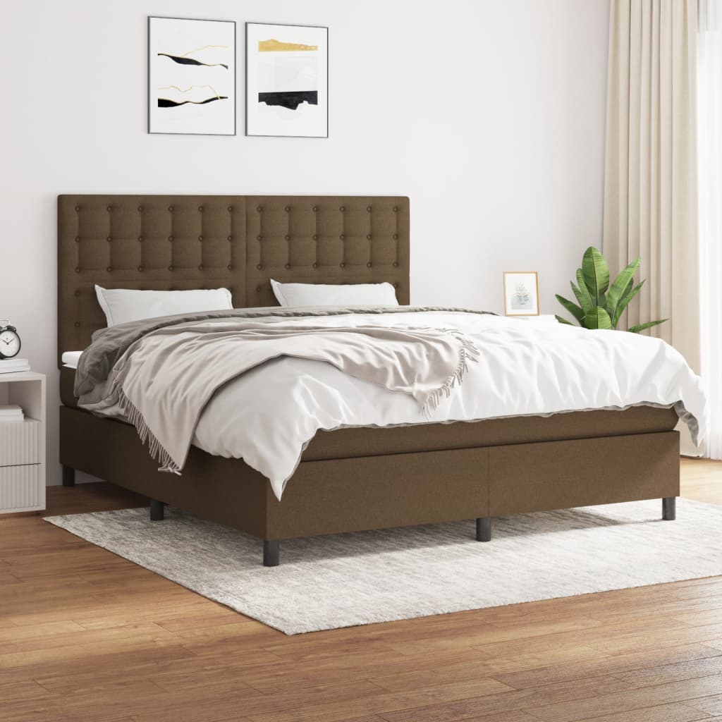 Giroletto a Molle con Materasso Marrone Scuro 180x200cm Tessuto | homemem39