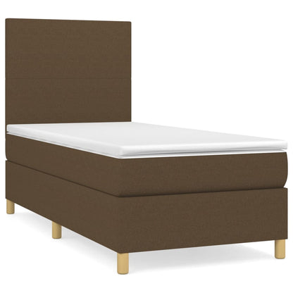 Giroletto a Molle con Materasso Marrone Scuro 90x190cm Tessuto | homemem39