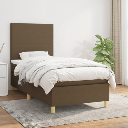 Giroletto a Molle con Materasso Marrone Scuro 90x190cm Tessuto | homemem39