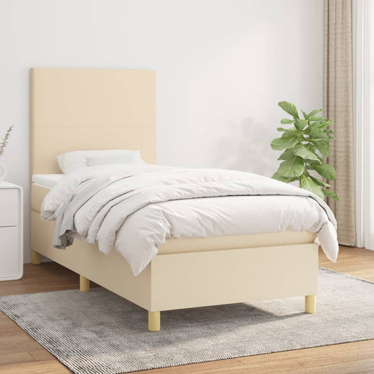 Giroletto a Molle con Materasso Crema 90x190 cm in Tessuto