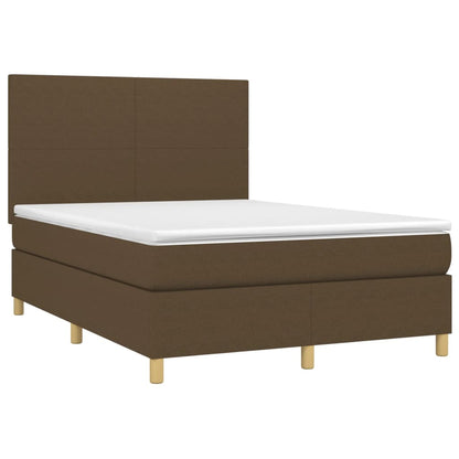 Giroletto a Molle con Materasso Marrone Scuro 140x200cm Tessuto | homemem39