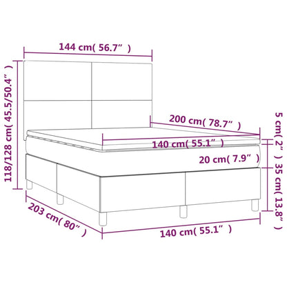 Giroletto a Molle con Materasso Tortora 140x200 cm in Tessuto