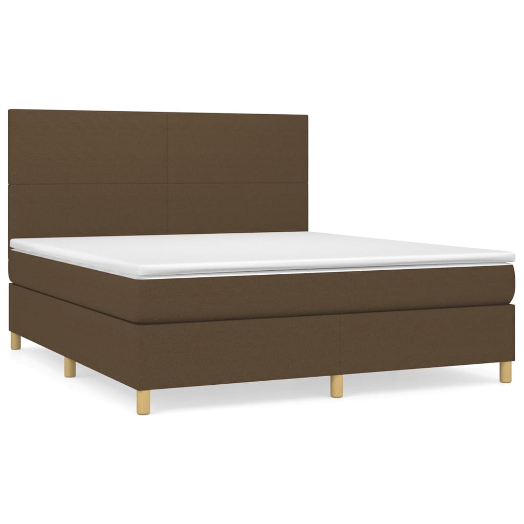 Giroletto a Molle con Materasso Marrone Scuro 160x200cm Tessuto | homemem39