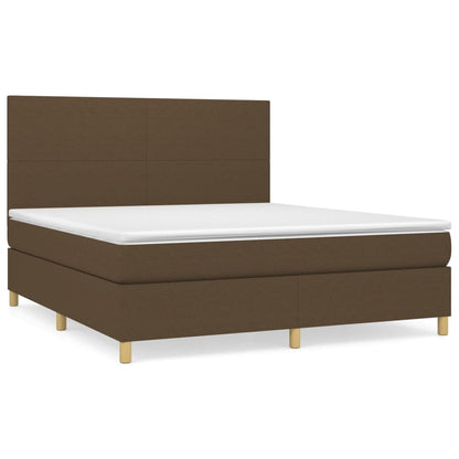 Giroletto a Molle con Materasso Marrone Scuro 160x200cm Tessuto | homemem39