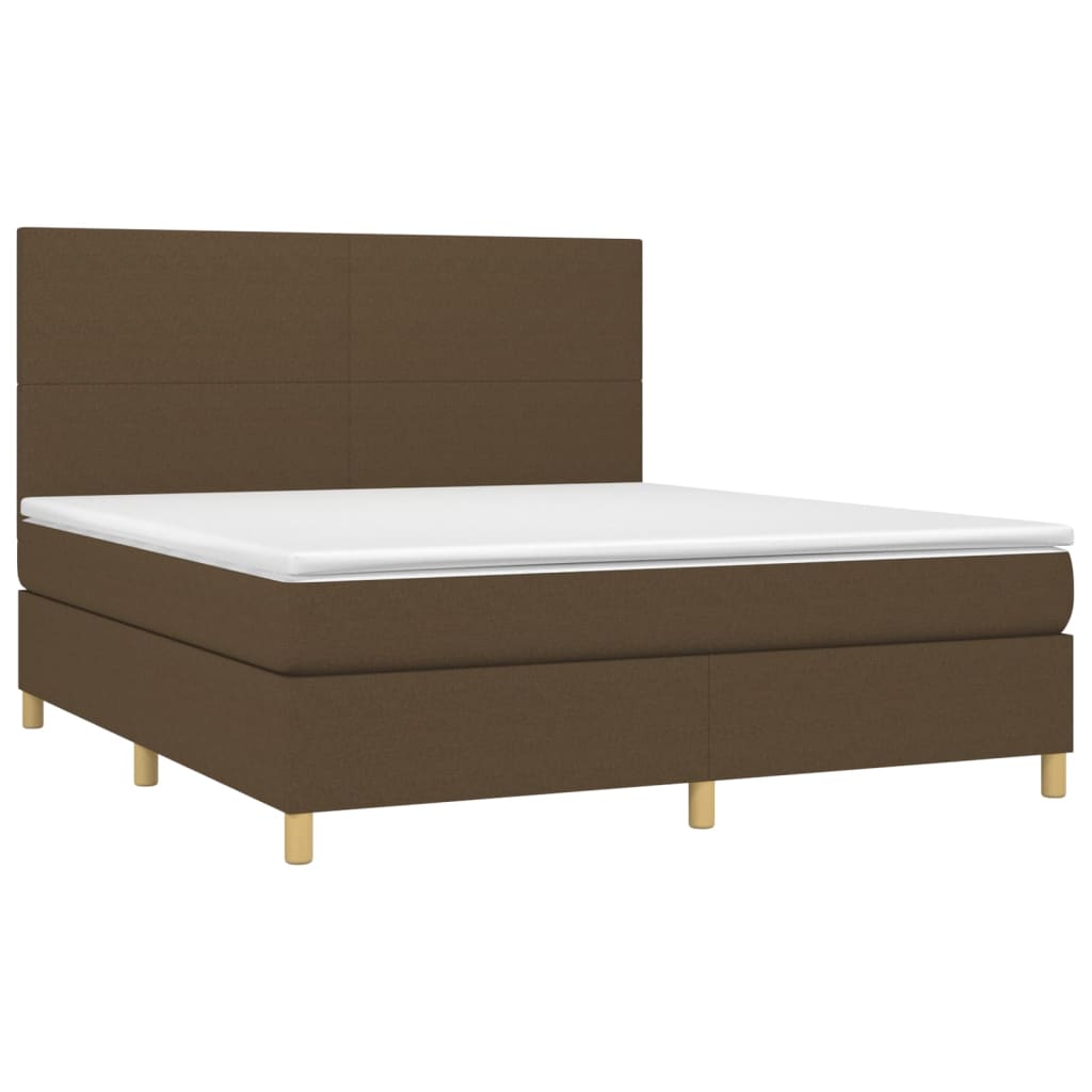 Giroletto a Molle con Materasso Marrone Scuro 160x200cm Tessuto | homemem39