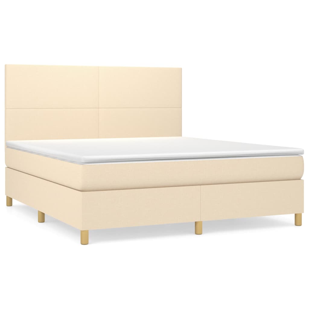 Giroletto a Molle con Materasso Crema 180x200 cm in Tessuto