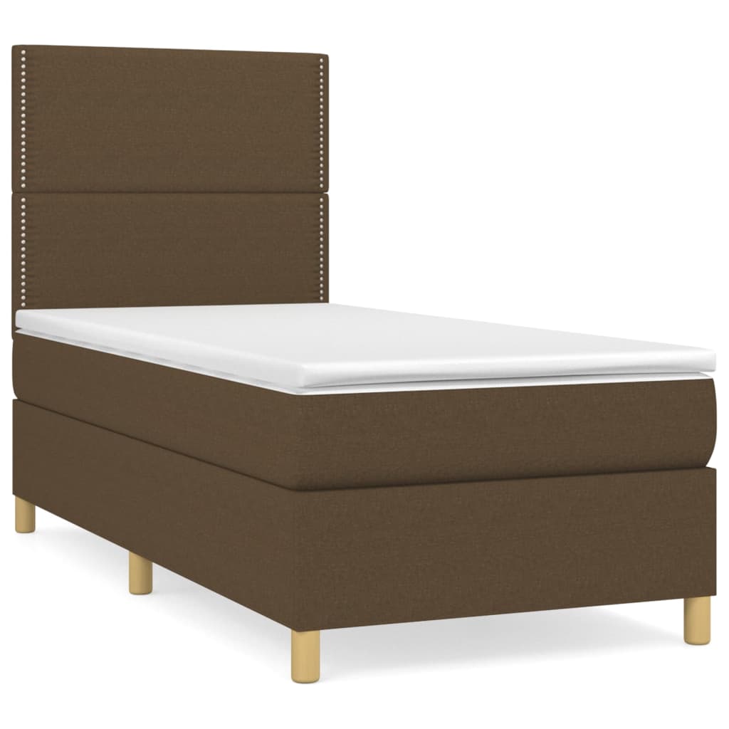 Giroletto a Molle con Materasso Marrone Scuro 90x190cm Tessuto | homemem39
