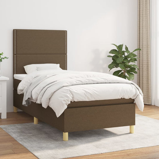 Giroletto a Molle con Materasso Marrone Scuro 90x190cm Tessuto | homemem39