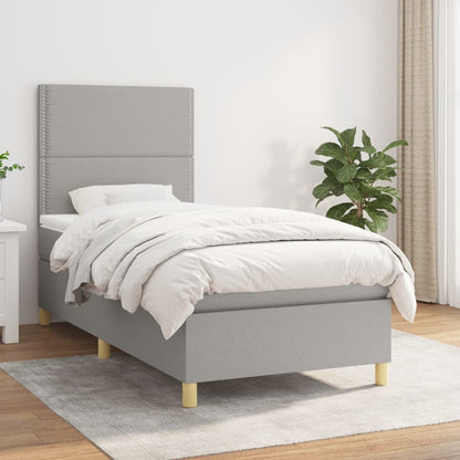 Giroletto a Molle con Materasso Grigio Chiaro 90x200 cm Tessuto | homemem39