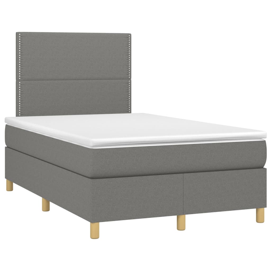 Giroletto a Molle con Materasso Grigio Scuro 120x200 cm Tessuto