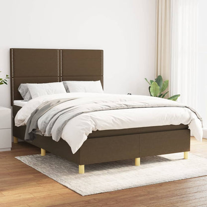 Giroletto a Molle con Materasso Marrone Scuro 140x190cm Tessuto | homemem39