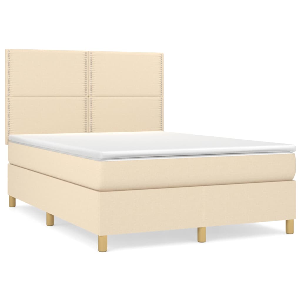 Giroletto a Molle con Materasso Crema 140x19 cm in Tessuto | homemem39