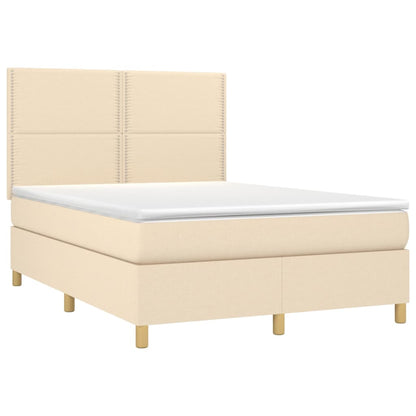Giroletto a Molle con Materasso Crema 140x19 cm in Tessuto | homemem39
