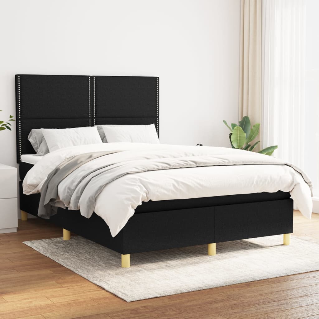 Giroletto a Molle con Materasso Nero 140x200 cm in Tessuto | homemem39