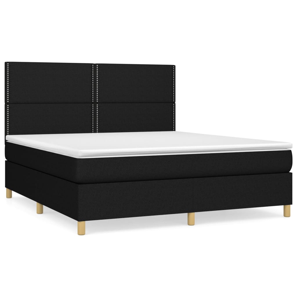 Giroletto a Molle con Materasso Nero 160x200 cm in Tessuto | homemem39