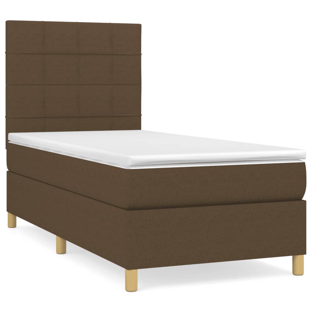 Giroletto a Molle con Materasso Marrone Scuro 90x190cm Tessuto | homemem39