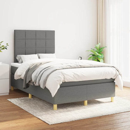 Giroletto a Molle con Materasso Grigio Scuro 120x200 cm Tessuto | homemem39
