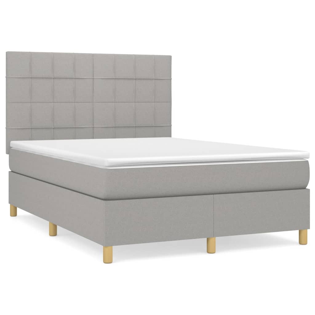 Giroletto a Molle con Materasso Grigio Chiaro 140x190cm Tessuto | homemem39
