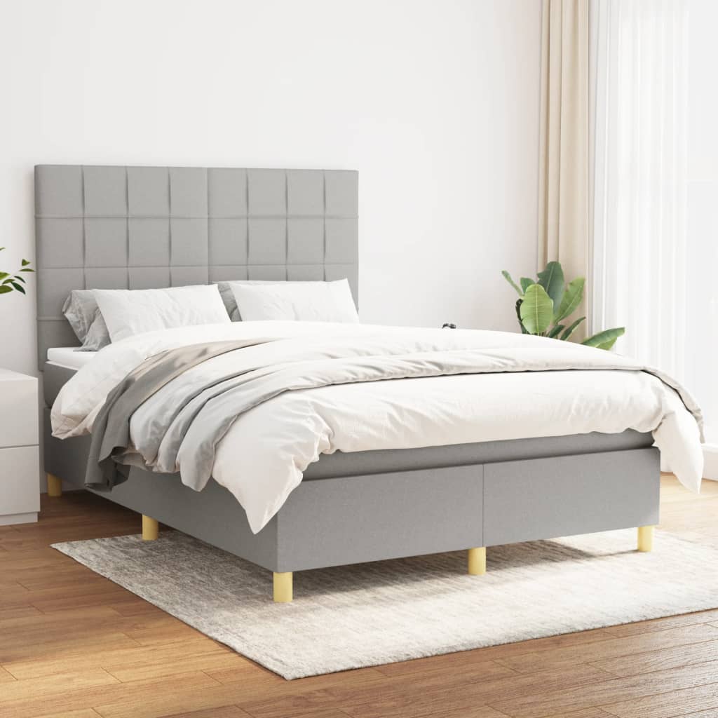 Giroletto a Molle con Materasso Grigio Chiaro 140x190cm Tessuto | homemem39